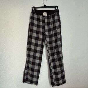 Bronco Boys Pajama Pants XL (14) Black Gray Plaid Flame Resistant Elastic